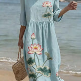Vestido casual feminino com estampado floral