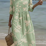 Vestido casual feminino com estampado floral