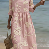 Vestido casual feminino com estampado floral