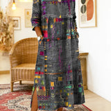 Manuela | Vestido Denim com Patchwork Étnico