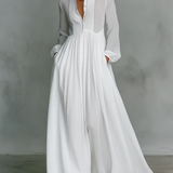Liana - Vestido maxi minimalista de algodão e linho