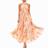 Aurora - Vestido com Decote Estampado em Aquarela