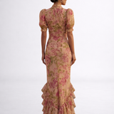 Rosario - Vestido Longo Floral em Chiffon