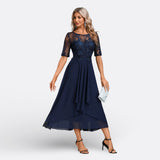 Mariana - Vestido de Renda com Mangas Curtas