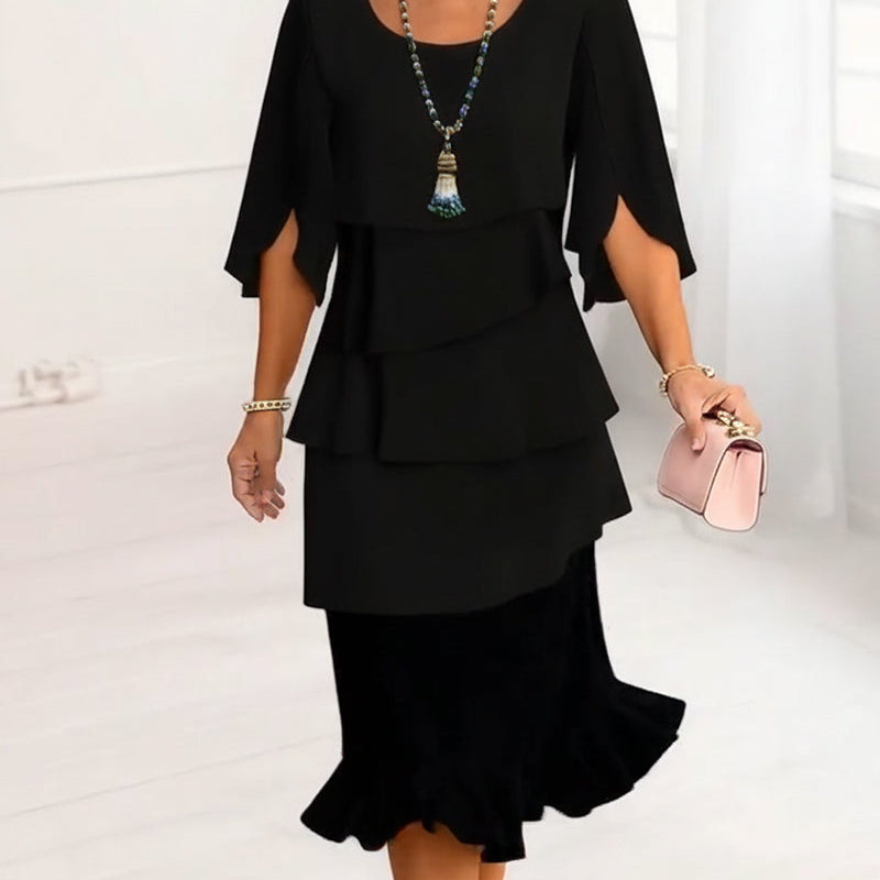 Sophie – Vestido Elegante Fluido com Folhos