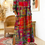 Manuela | Vestido Denim com Patchwork Étnico