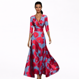 Emilia - Vestido Longo Elegante com Padrão Floral