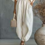 Conjunto de Linho Off-Shoulder com Calças