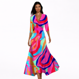 Emilia - Vestido Longo Elegante com Padrão Floral