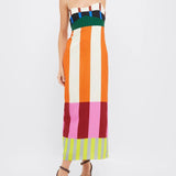 Paloma - Vestido Maxi Colorido às Riscas