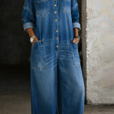 Sofia | Fato-macaco Denim com Ombros Descobertos - Multicolor