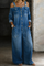 Sofia | Fato-macaco Denim com Ombros Descobertos - Multicolor