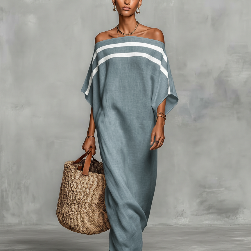 Amélia - Vestido maxi feminino minimalista em linho