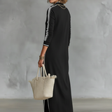 Vestido Maxi de Jersey com Gola de Botões