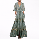 Alma -  Vestido Longo Elegante com Flores