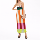 Paloma - Vestido Maxi Colorido às Riscas