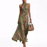 Olivia - Vestido maxi com decote e padrão floral