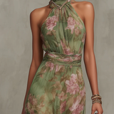 Olivia - Vestido maxi com decote e padrão floral