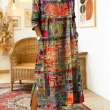 Manuela | Vestido Denim com Patchwork Étnico
