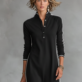 Vestido Maxi de Jersey com Gola de Botões