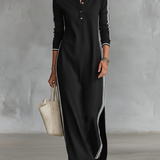 Vestido Maxi de Jersey com Gola de Botões