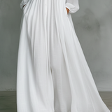 Vestido Maxi de Linho Patchwork com Gola Mao
