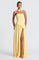 Vestido longo feminino em algodão com decote redondo e fenda elegante lateral para um estilo descontraído.
