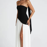 Joana - Vestido Longo Detalhe de Lenço e Fenda Alta